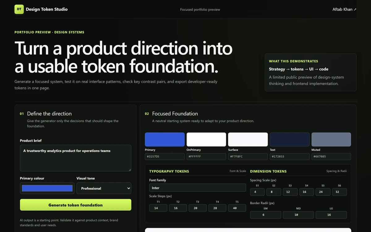 Design Token Studio product interface screenshot